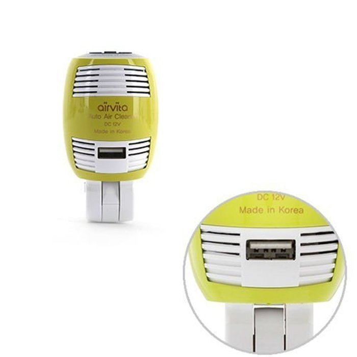 Airvita Car wireless Air Stick CigarJack Aip Purifier USB 180&deg;Adjustable Angle (Lime) N5