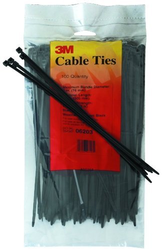 3M 06204 Weather-Resistant Standard Cable Tie, 15-Inch, Black, 100-Count