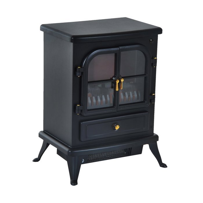 HomCom 17" 1500W Free Standing Electric Fireplace w/Timer and Remote - Black N4