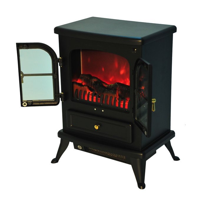 HomCom 17" 1500W Free Standing Electric Fireplace w/Timer and Remote - Black N5
