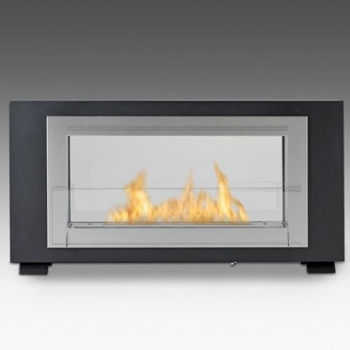 Santa Cruz 2 Sided Built in Fireplace - Matte Black and Stainless Steel