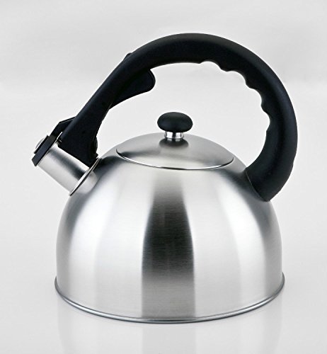 CS-KOCHSYSTEME MELLE Whistling 18/10 Stainless Steel Tea Kettle, Silver 2.5 Liter N2