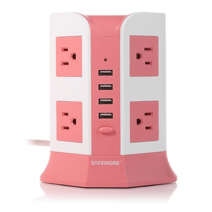 SAFEMORE Smart 8-Outlet with 4-USB Output Power Strip (Blue and White) N10