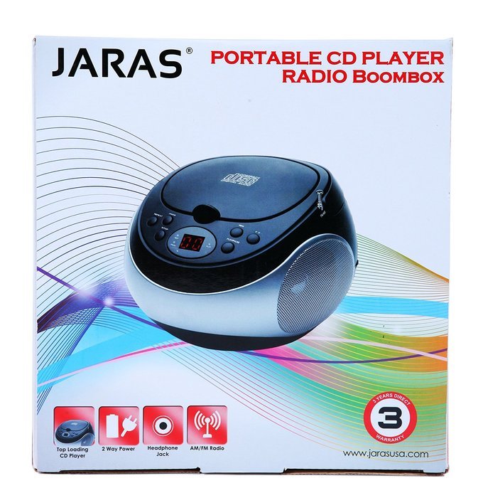 Jaras JJ-Box89 Sport Portable Stereo CD Player with AM/FM Stereo Radio and Headphone Jack N4