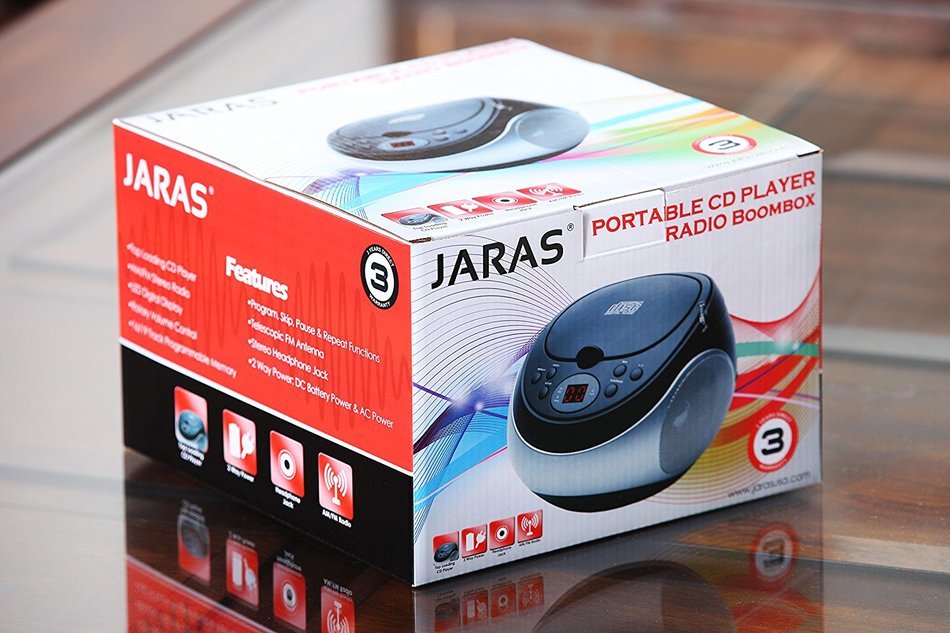 Jaras JJ-Box89 Sport Portable Stereo CD Player with AM/FM Stereo Radio and Headphone Jack N7