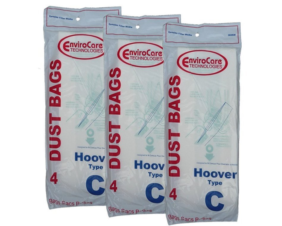 12 Hoover Type C Vacuum Bags for Convertible Upright, Bottom Fill Convertible, Lightweight, O/S Vacuum Cleaners... N2