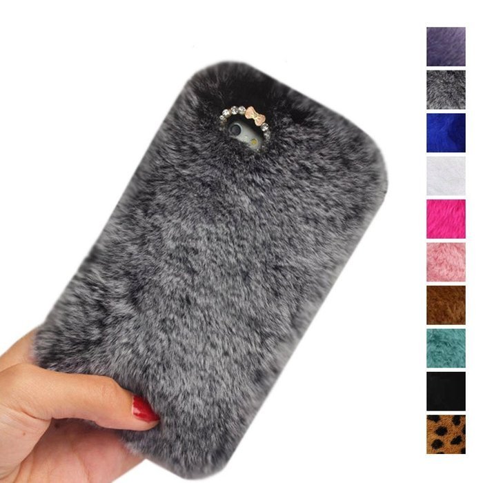 iPhone 7 Plus Case,Inspirationc Luxury Stylish Bling Fluffy Cover Plush Rabbit Hair Fur Cases Decorative Handmade... N11
