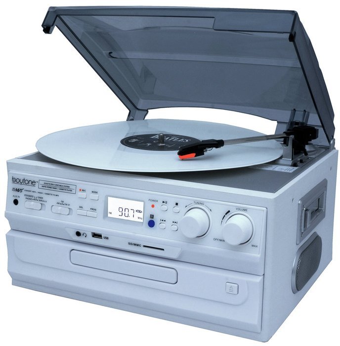 Boytone BT-21DJWT-C, Limited Edition 3 Speed Turntable Ability to convert vinyl record, CD, Cassette, AM/FM Radio... N2