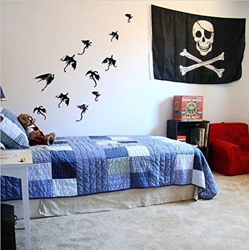 3d DIY PVC Dragons Wall Sticker Decal Halloween Home Window Decoration Cool 7pcs (Black) by Top Me