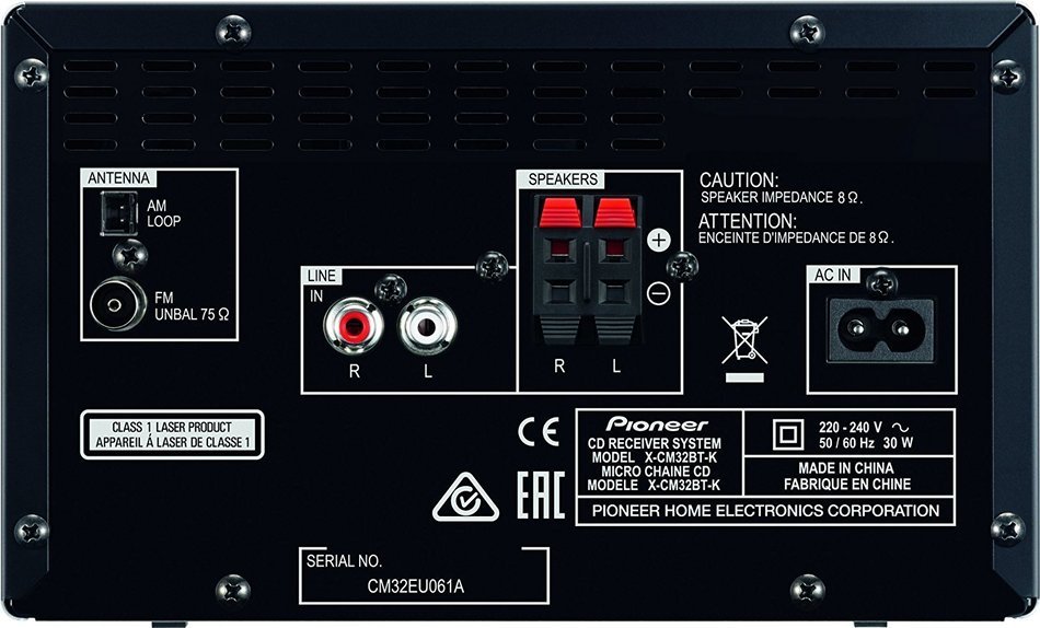 Pioneer X-cm32bt-bk Cd Receiver System with Bluetooth, Fm/am Tuner, and Ipod/iphone/ipad Playback Via USB (Black) N4