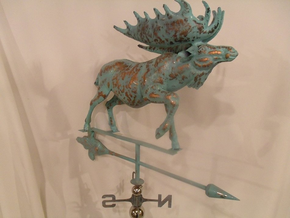 LARGE Handcrafted 3D 3- Dimensional MOOSE Weathervane Copper Patina Finish N2