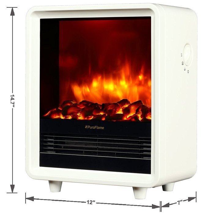 PuraFlame Octavia White 12 inch Portable electric Heater, Eco freindly, 1500W N11