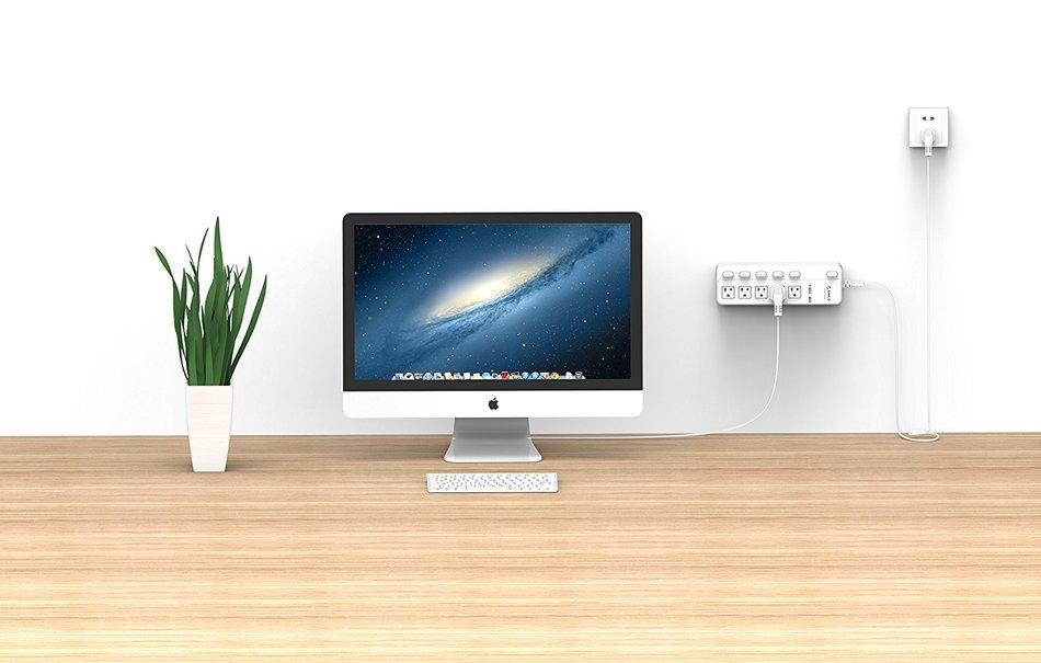 Orico 5 Outlet Home/Office Surge Protector with 20W 2 USB Charging Station ,Individual On/Off Switches N3