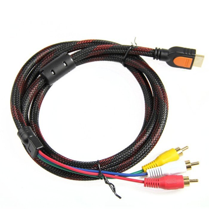 HOODDEAL 5Ft 1.5m HDMI To 3-RCA Video Audio AV Component Converter Adapter Cable For HDTV DVD N3
