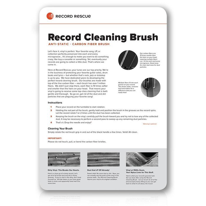 Record Cleaning Brush - (Red) Vinyl Record Rescue N3