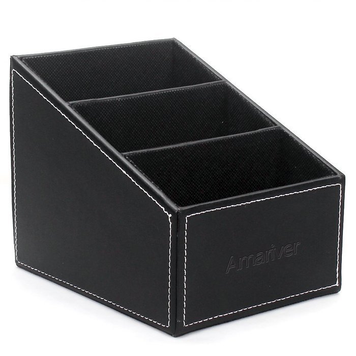Amariver Black Pu Leather Remote Control/controller Tv Guide/mail/cd Organizer/caddy/holder N5
