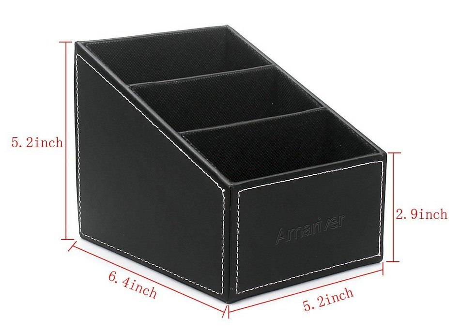 Amariver Black Pu Leather Remote Control/controller Tv Guide/mail/cd Organizer/caddy/holder N6