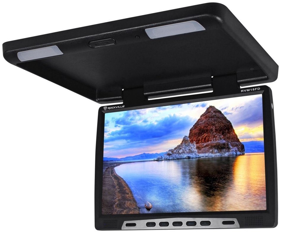 Rockville RVM18FD-BK 18" TFT Black Flip Down Car Monitor w/ USB/SD/Video Games N43