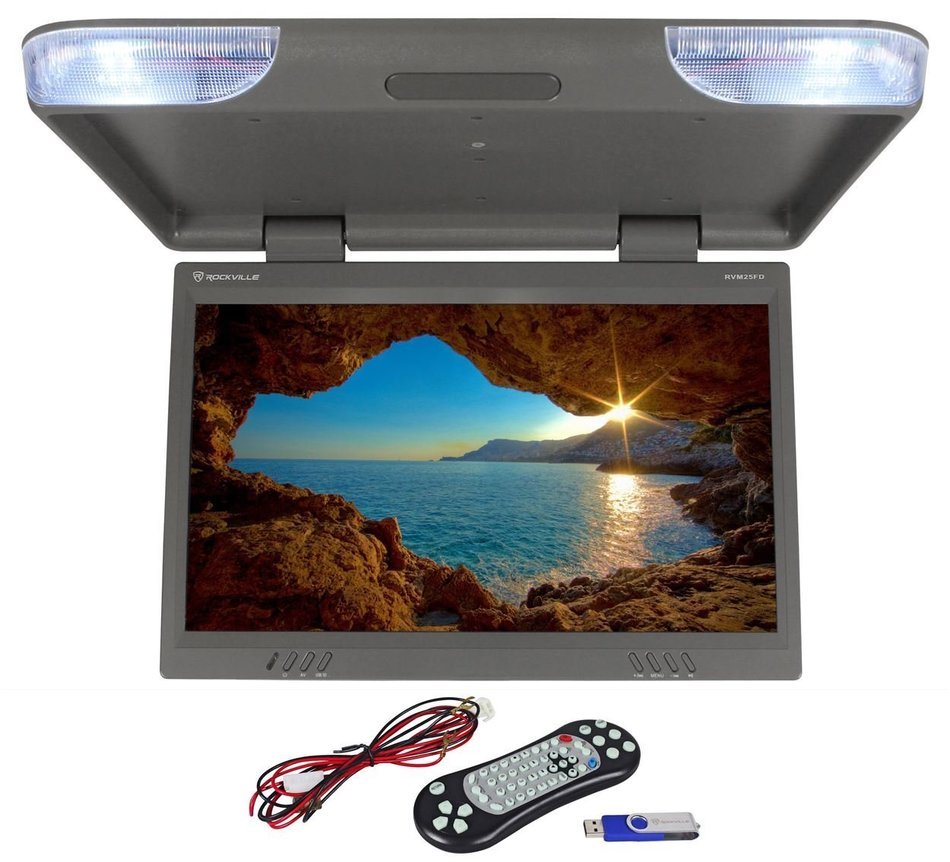 Rockville RVM18FD-BK 18" TFT Black Flip Down Car Monitor w/ USB/SD/Video Games N52