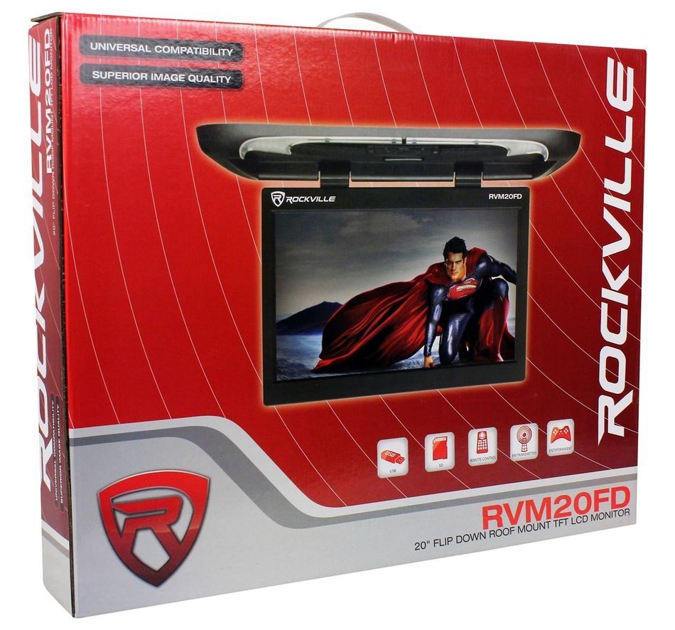 Rockville RVM18FD-BK 18" TFT Black Flip Down Car Monitor w/ USB/SD/Video Games N54