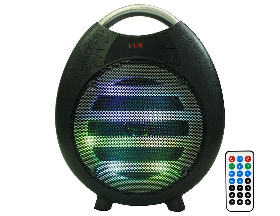 Mr. Dj PPS65LED Portable Speaker FM Radio Built-In Bluetooth USB/Mini SD Slot MP3 Player w/ Rechargeable Battery N6