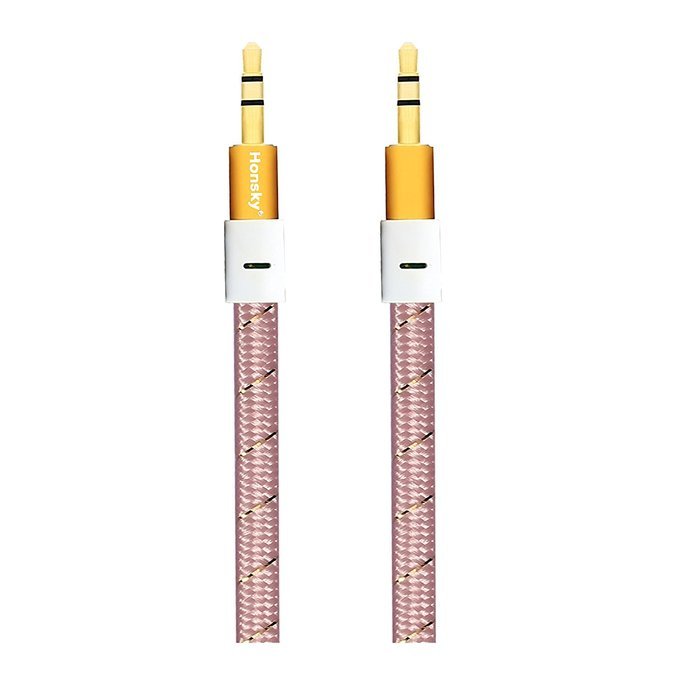 Pack of 4, 3.2 Ft 3.5mm Audio Cable Male to Male, Honsky Universal Durable Braided Colorful Noodle Flat Gold Plated... N7