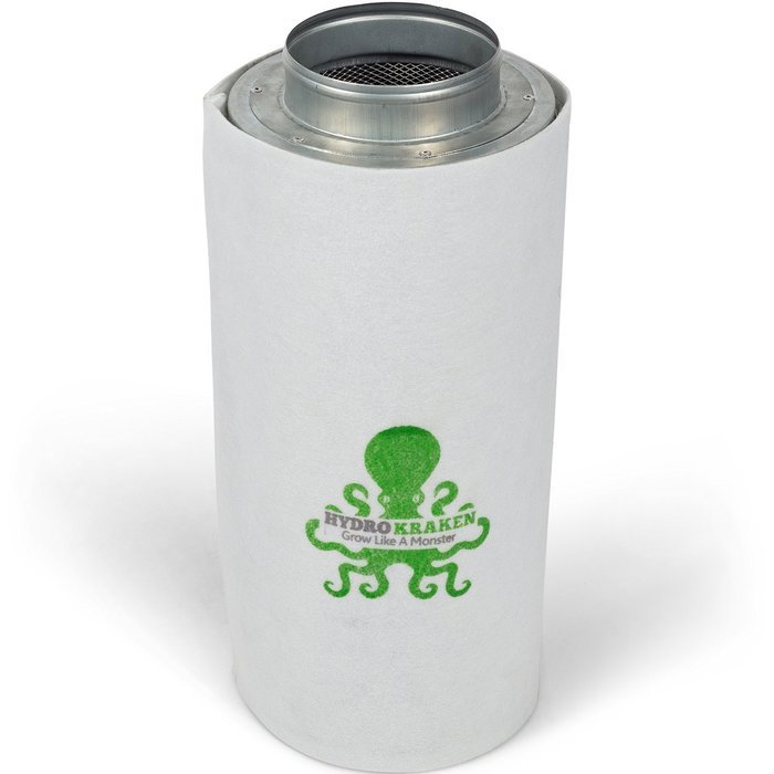 HydroKraken Carbon Charcoal In Line Air Scrubber Filter For Maximum Odor Control & Filter Cover (6 inch flange) N3