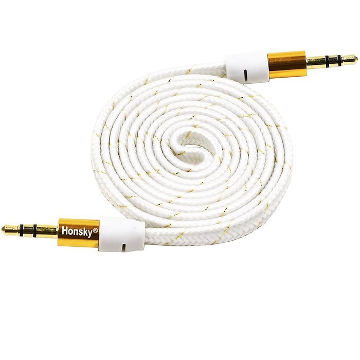 Pack of 4, 3.2 Ft 3.5mm Audio Cable Male to Male, Honsky Universal Durable Braided Colorful Noodle Flat Gold Plated... N8
