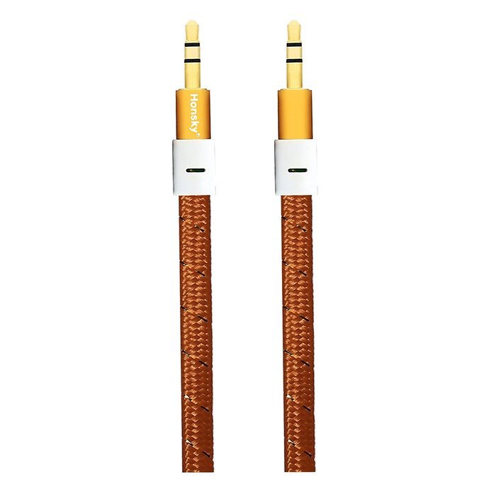 Pack of 4, 3.2 Ft 3.5mm Audio Cable Male to Male, Honsky Universal Durable Braided Colorful Noodle Flat Gold Plated... N9