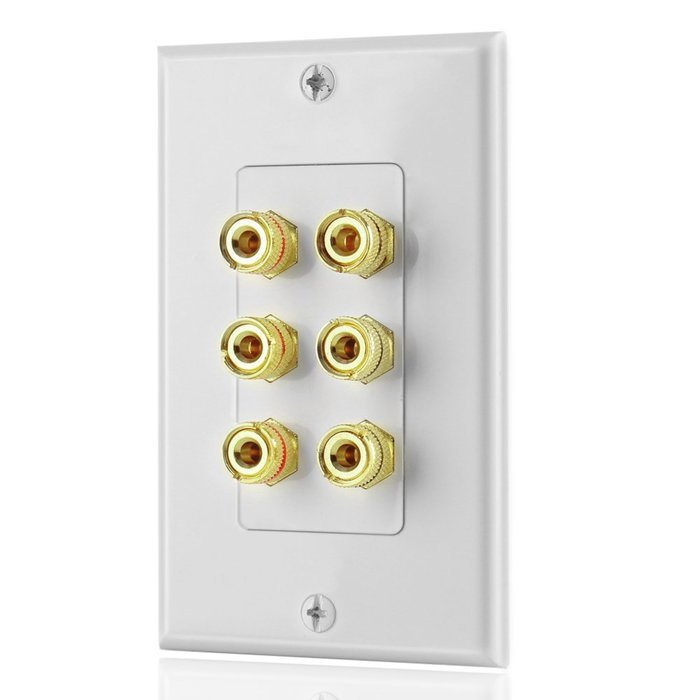 TNP Home Theater Wall Plate - 3-Gang 7.2 Surround Sound Distribution w/ Premium Gold Plated Copper Banana Binding... N20