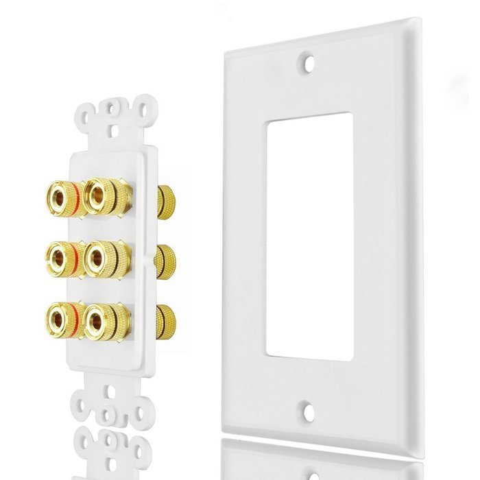 TNP Home Theater Wall Plate - 3-Gang 7.2 Surround Sound Distribution w/ Premium Gold Plated Copper Banana Binding... N21