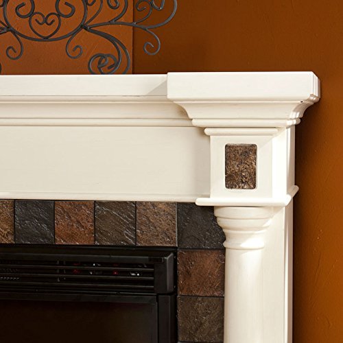 Benjamin Slate Convertible Ivory Electric Fireplace 47" Tv Stand N8