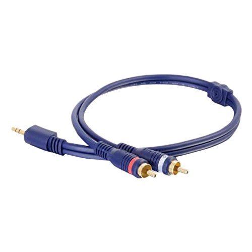 C2G / Cables To Go 40617 Velocity One 3.5mm Stereo Male to Two RCA Stereo Male Y-Cable (50 Feet, Blue)