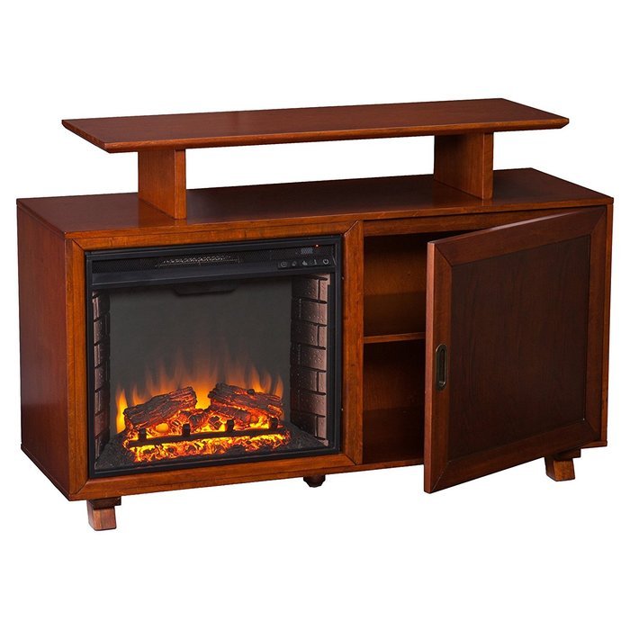 Southern Enterprises Ontario Media Console Fireplace - Walnut/Espresso N5