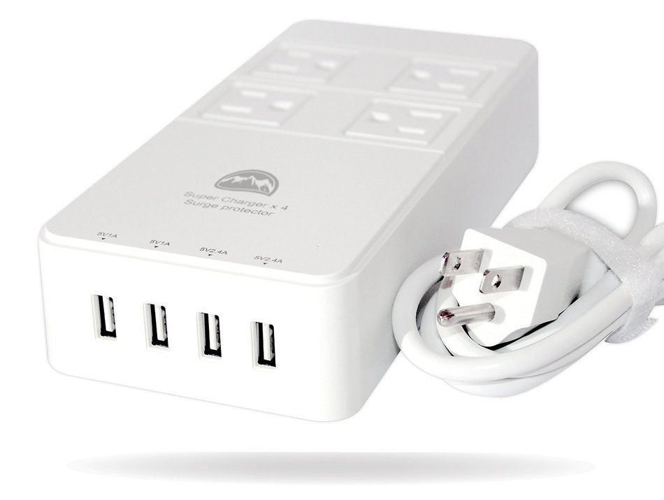 All Power Chargers Travel Charging Station - 4 International Travel Adapters - Surge Protector - Power strip with... N7