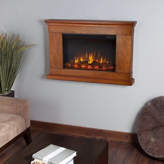 Real Flame Jackson Slim Line Wall Hung Electric Fireplace - Pecan N3