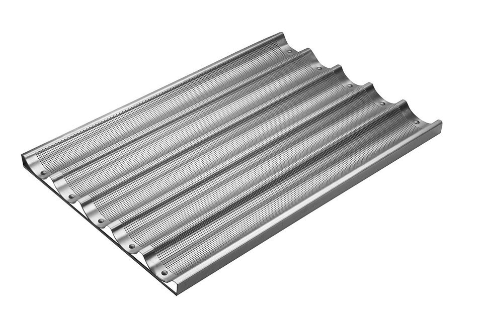 Focus Foodservice Commercial Bakeware 5 Count 26-Inch Perforated Baguette Pan