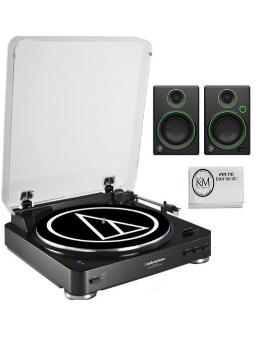 Audio-Technica Bluetooth Black Turntable with Mackie CR5BT Bluetooth Monitors