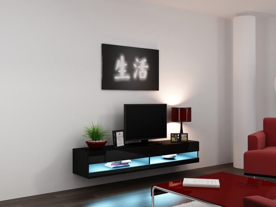 Seattle VER 80" LED - TV Stand - High Gloss TV Stand / Media Shelf - Design Hanging Furniture / Hanging TV Stand... N2