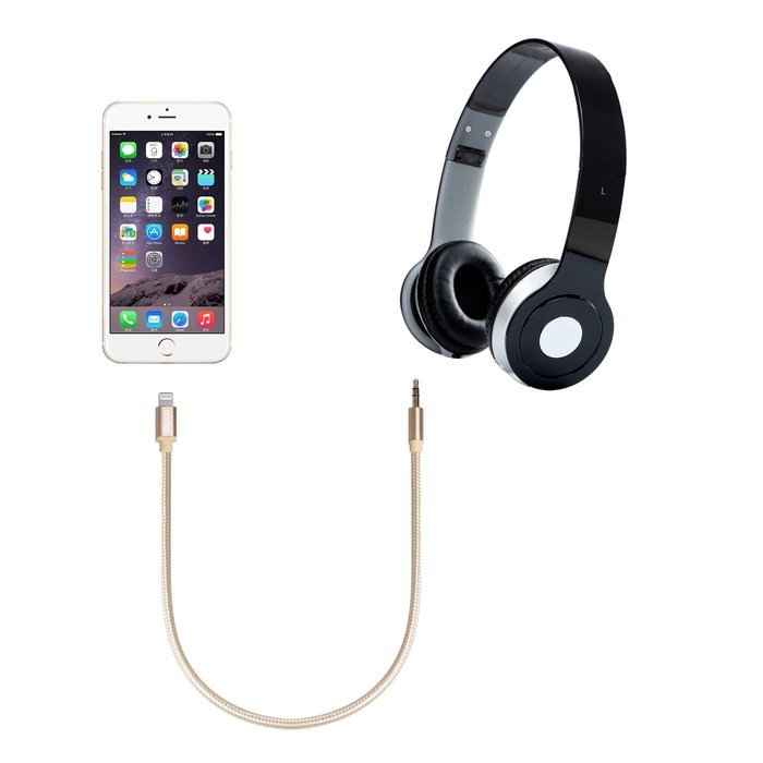 OfsPower 8 Pin lightning connector to 3.5mm aux cable for iphone 7, Car Audio（Gold）