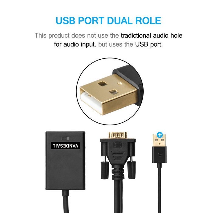 USB HDMI Adapter, VANDESAIL USB 3.0 to HDMI External Video Card Multi Monitor Adapter with Gold Plated for Windows... N54