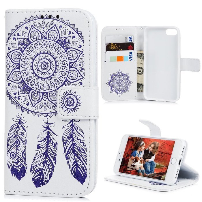 iPhone 7 Case (4.7 inch) - Wallet Folio Flip Embossed Campanula PU Leather Case with Stand Card Slots Slim Fit... N61