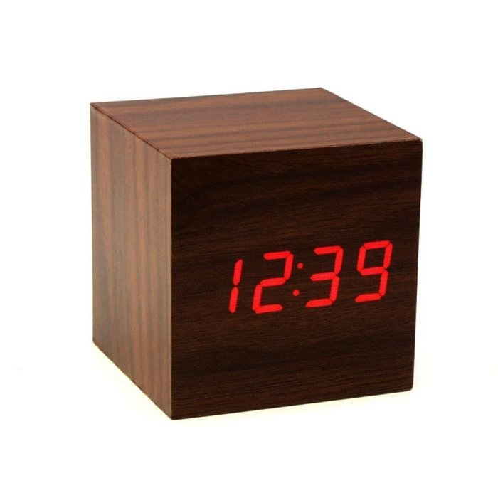 DZT1968&reg; Square Wooden LED Electronic Desktop Digital Alarm Clock N4