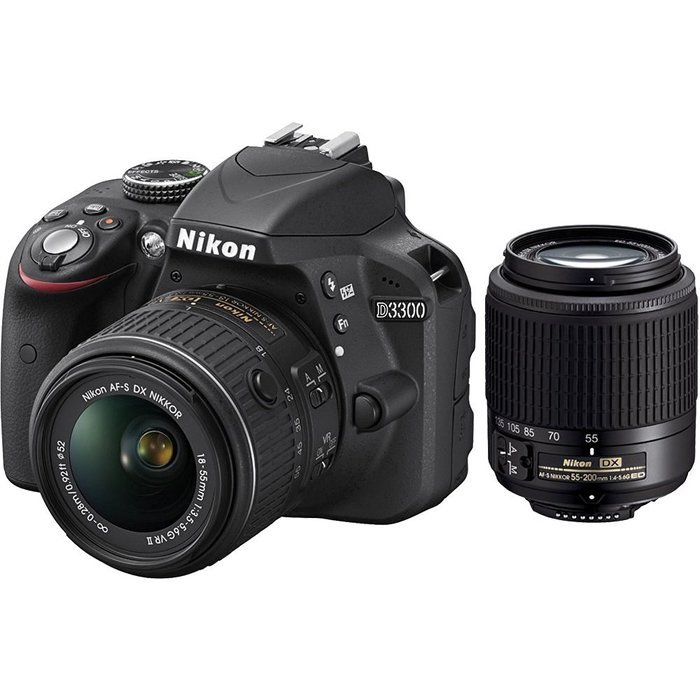 Nikon D3300 24.2 MP CMOS Digital SLR with AF-S DX NIKKOR 18-55mm f/3.5-5.6G VR II Zoom Lens (Black) (Certified... N6