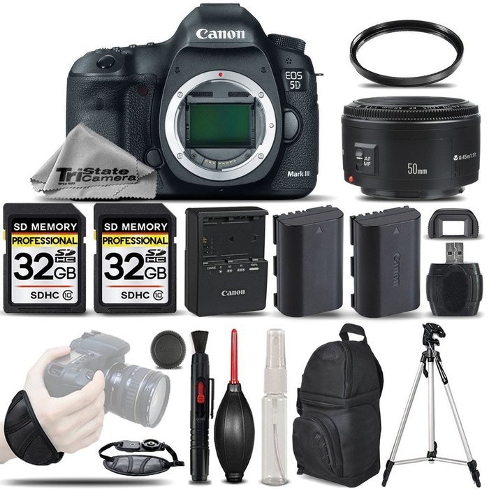Canon EOS 5D Mark III DSLR Body 22.3MP Full HD 1080p + Canon 50mm 1.8 II Lens + Backup Battery + 2 Of 32GB Memory...
