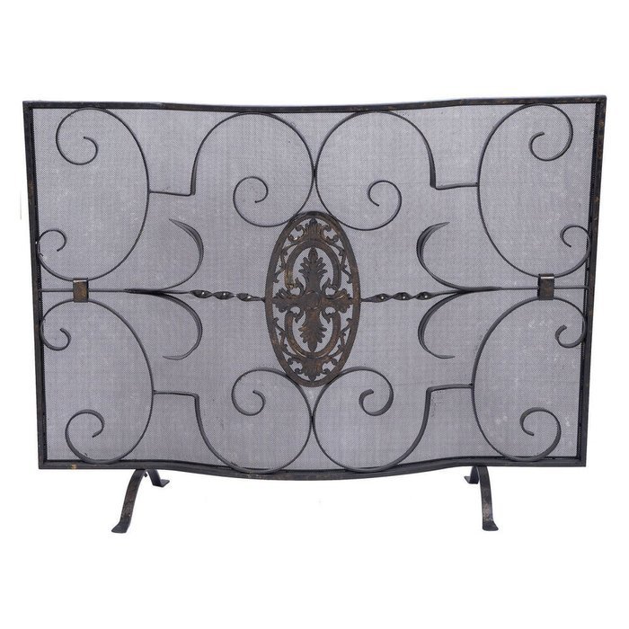 Old World Design Serpentine Center Medallion Fireplace Screen
