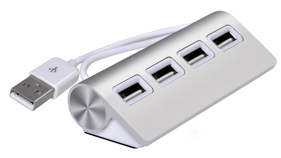 Portable Premium 4 Port Aluminum USB Hub with 11 inch Shielded Cable for iMac, MacBook Air, MacBook Pro, MacBook... N3