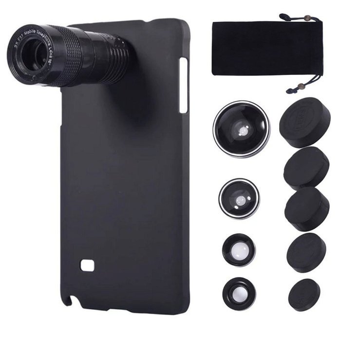 5 in 1 Mobile Phone Lens Kit, [9X Telephoto Telescope] [0.63x Wide Angle] [0.4X Super Wide Angle ] [180&deg; Fisheye... N25