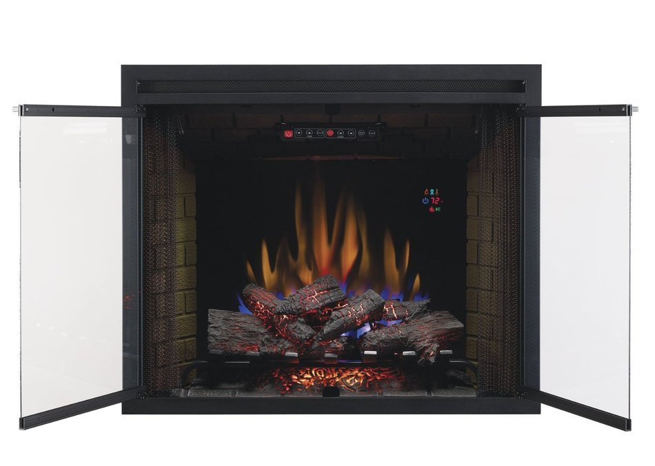 ClassicFlame 39EB500GRS 39" Traditional Built-in Electric Fireplace Insert with Glass Door and Mesh Screen, Dual...
