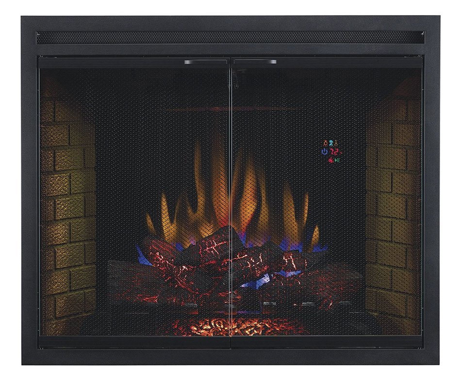 ClassicFlame 39EB500GRS 39" Traditional Built-in Electric Fireplace Insert with Glass Door and Mesh Screen, Dual... N2